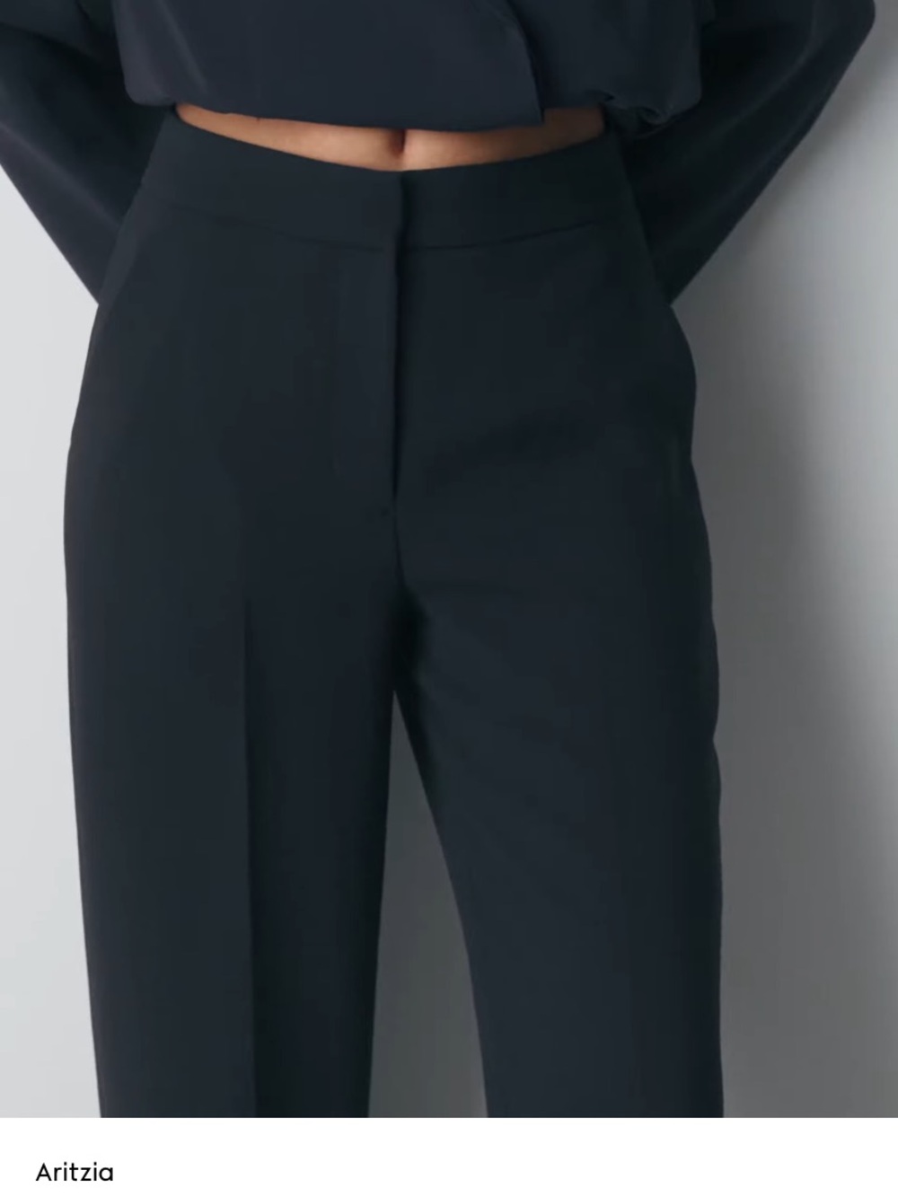 Aritzia Limitless Navy Tailored Straight-Leg Trousers Size 0